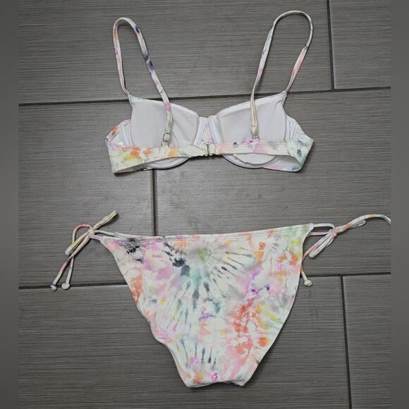 Xhilaration Juniors Ribbed Underwire Bikini Multi Tie Dye Bikini Set - Picture 3 of 7